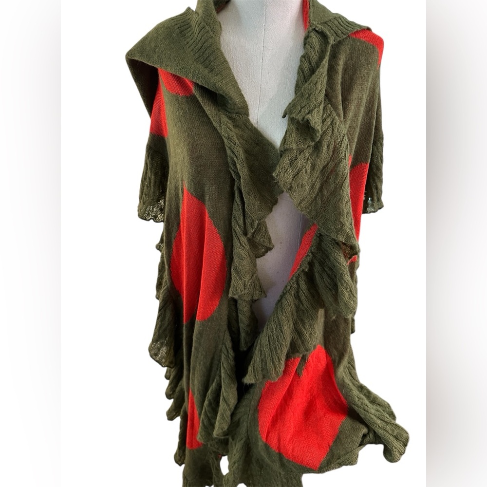 Wildfox Hooded Ruffle Scarf Hearts on Fire - Olive